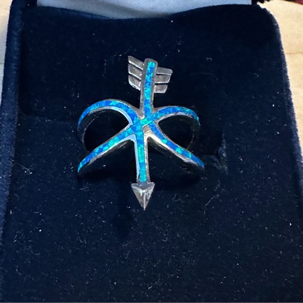 Blue Opal Arrow Ring